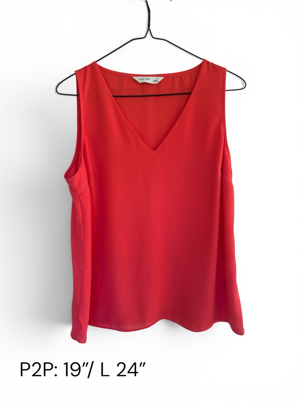 Nine West Vibrant Red V-Neck Sleeveless Camisole